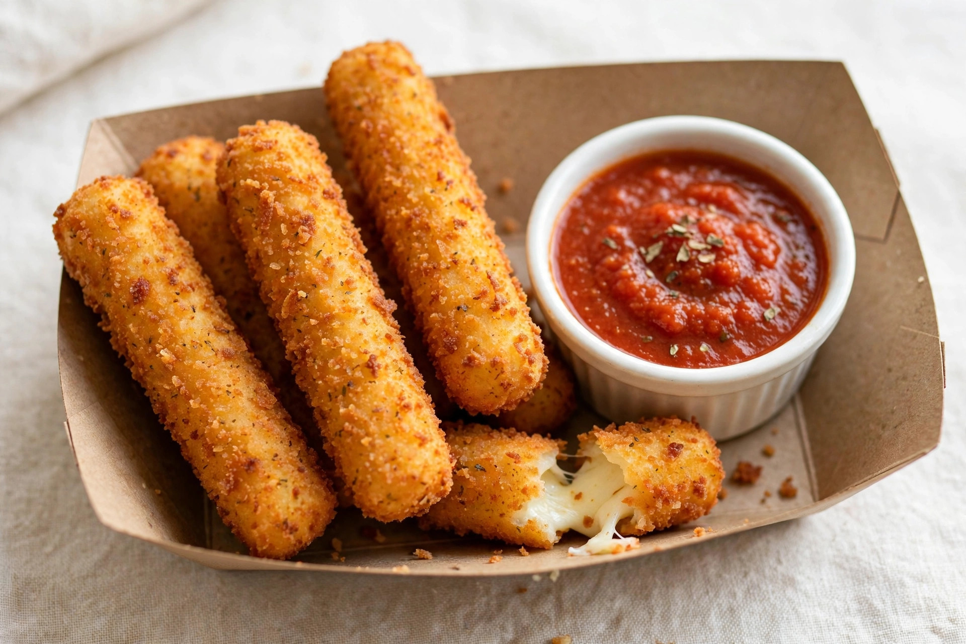 Mozzarella sticks with marinara dipping sauce